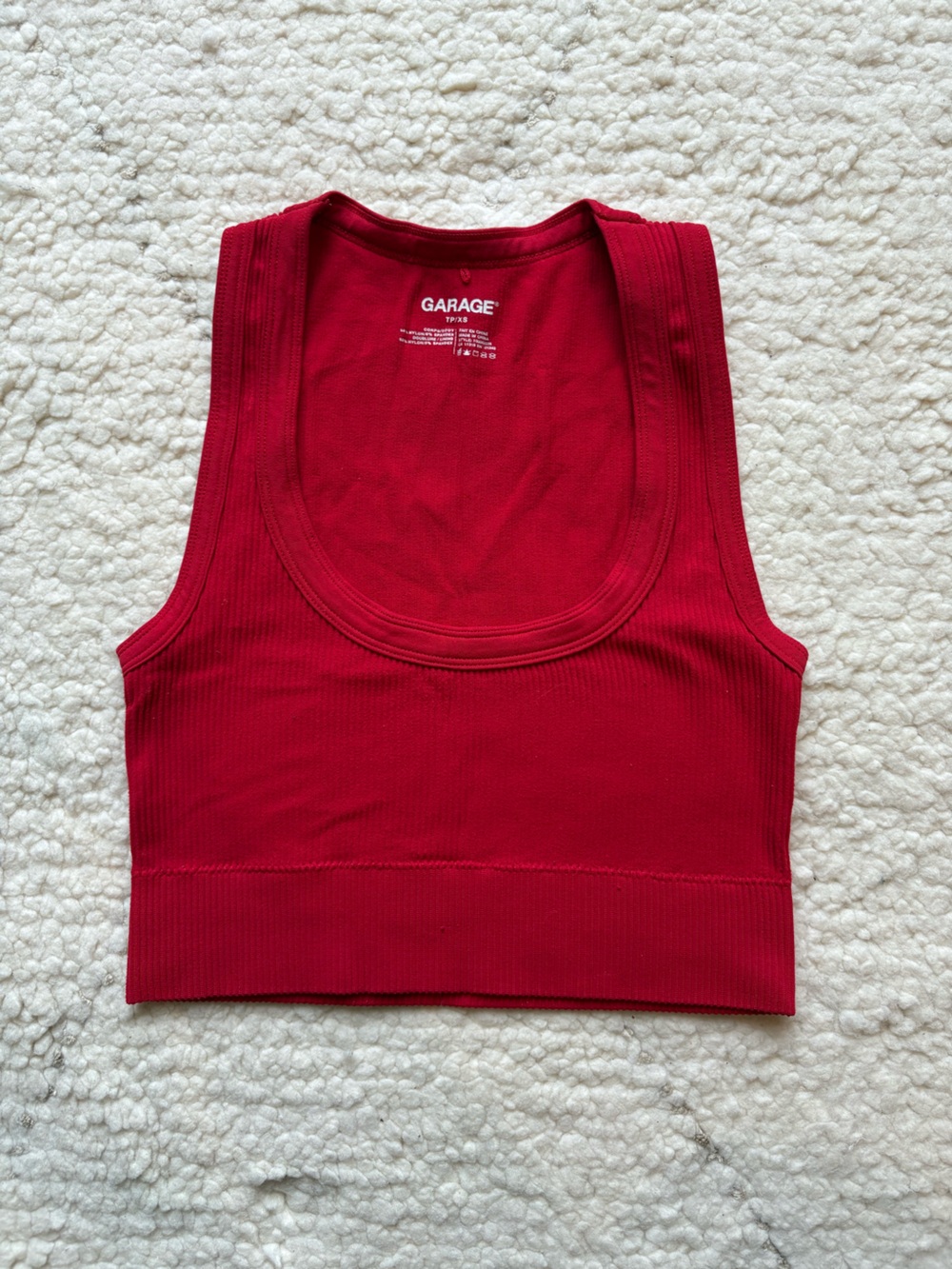 Garage Bright Red Ribbed Tank